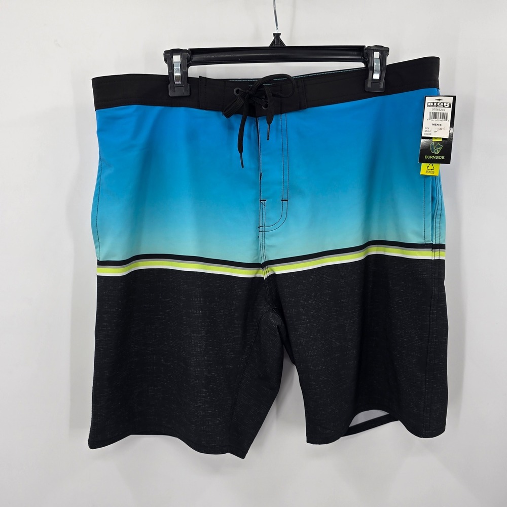 NWT Burnside Men's Blue Gradient Board Shorts Quick Dry Stretch Size 34